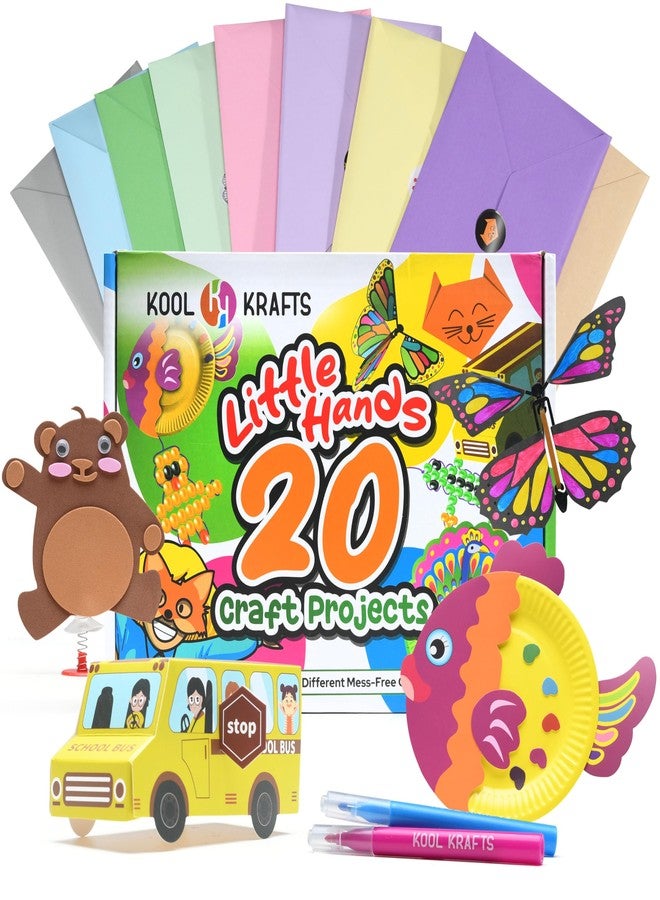 KOOL KRAFTS 20 Arts & Crafts Kit for Kids, All-Inclusive, No Mess Craft Kits & Supplies for Boys & Girls - DIY Creative Activity, Easy Step-by-Step Guide, Individually Packaged Crafts, Christmas Gift, Travel Gift - Image 1